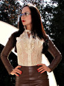 Leather bolero SJW-018 brown