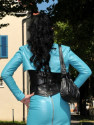 Leather bolero SJW-018 turquoise