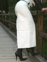 Leather skirt SSW-017 white