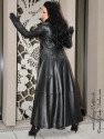 Leather coat, wide 4-012 black