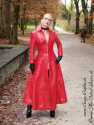 Leather coat, wide 4-012 red