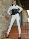 Leather catsuit DS-704 white