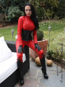 Leather catsuit DS-704 red