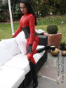 Leather catsuit DS-704 red