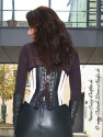 Leather corset DS-226 black/white