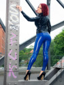 Faux leather leggings Razer blue