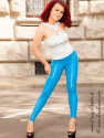 Faux leather leggings Razer light blue