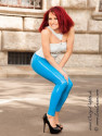 Faux leather leggings Razer light blue