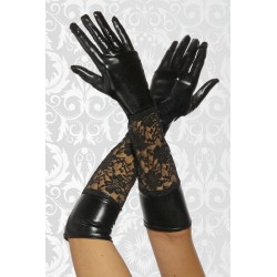 Wetlook-glove with lace 12446 black