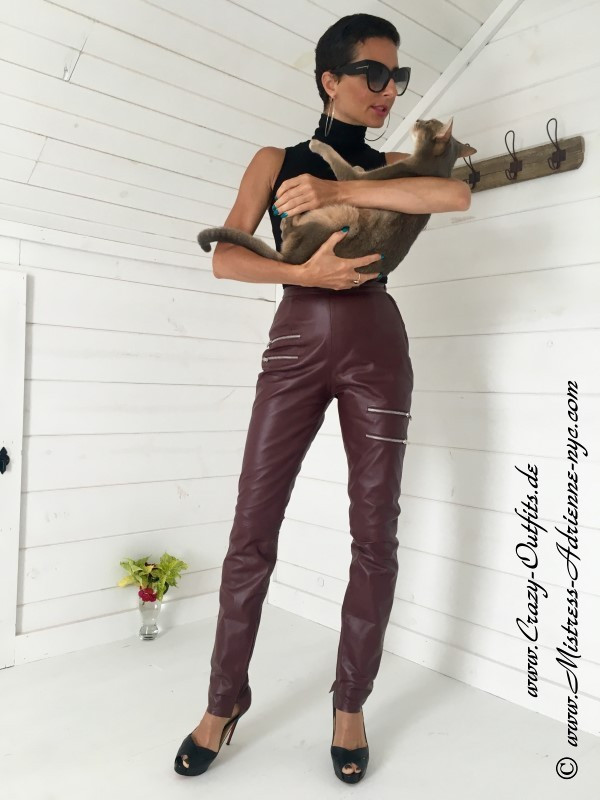 Leather trouser DS-420 burgundy