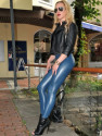 Faux leather leggings Razer blue-grey