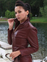 Leather blouson SJW-003 burgundy