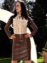 Leather skirt SSW-044 brown