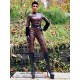 Leather catsuit DS-704 brown