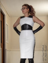 Leather dress "Paris" DS-163 white/black