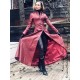 Leather coat, wide 4-012 dark red
