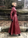 Leather coat, wide 4-012 dark red