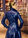 Leather coat DS-624 dark blue