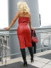 Leather dress DS-005 red