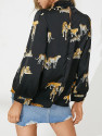 Top "Yuki" black/leo-print