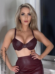 Leather bra DS-900 burgundy
