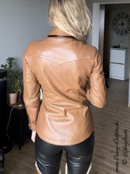 Leather blouse DS-316 camel