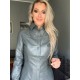 Leather blouse DS-316 steel grey