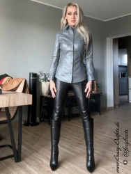Lederbluse DS-316 Stahlgrau