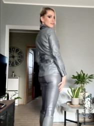 Leather blouse DS-316 steel grey