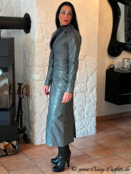 Ledermantel DS-650 Stahlgrau