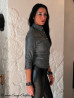 Leather blouse DS-332 steel grey