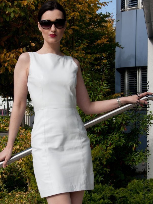 Leather dress DS-036 white