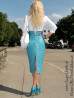 Leather skirt DS-516 turquoise