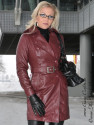 Leather coat DS-612 burgundy