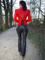 Leather bolero SJW-017 red